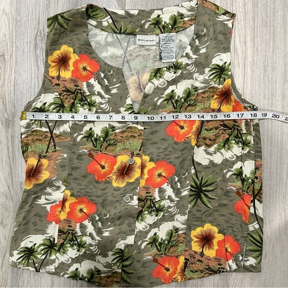 Vintage 90s Y2K White Stag Sleeveless Button Up Top Floral Hawaiian Size XL - Picture 3 of 6